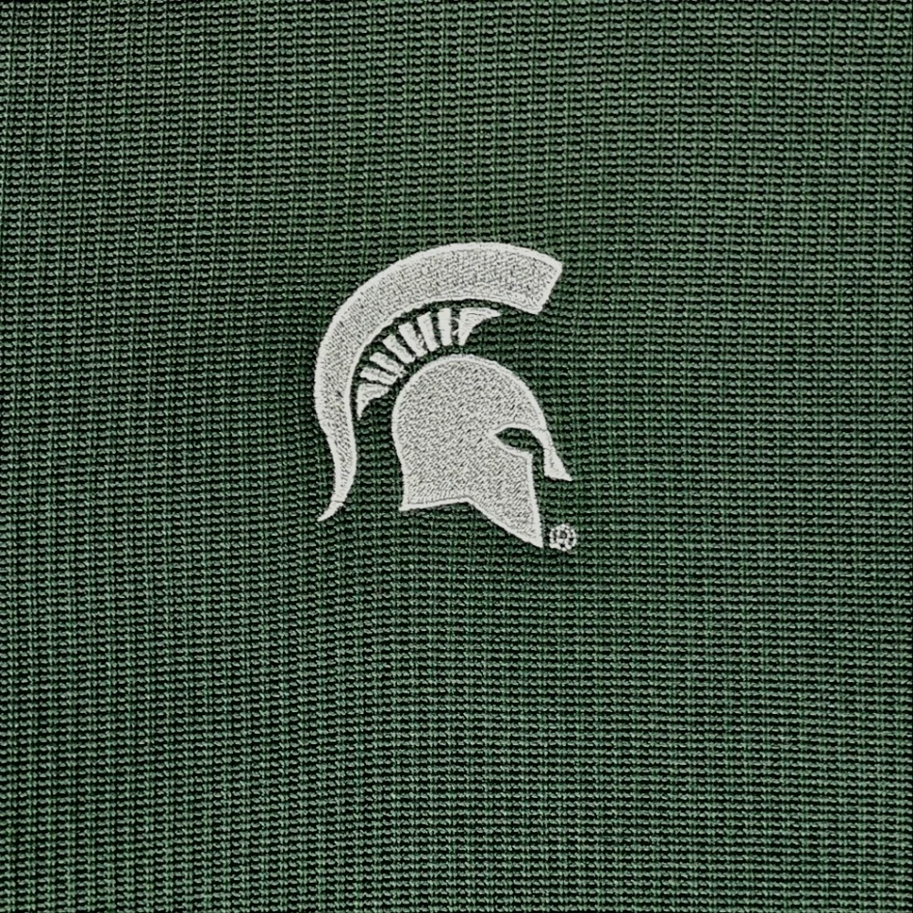 Michigan State Green & Gray Full-Zip Knit Jacket -  White Embroidered Logo  Sz L